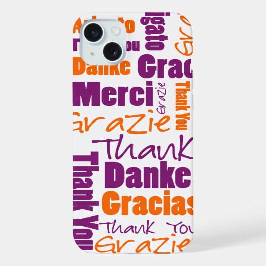Merci de typographie multilingue violet orange (Verso)