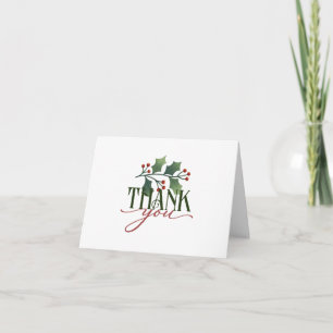 Merci décoratif avec Holly Sprig Carte de vacances