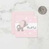 Merci d'éléphant de coeur rose Cartes pour notes (Devant/Arrière en situation)