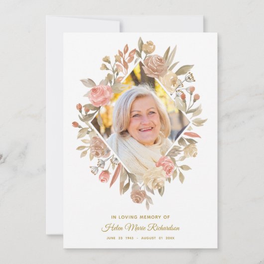 Merci d'enterrement de sympathie de photo de roses (Devant)