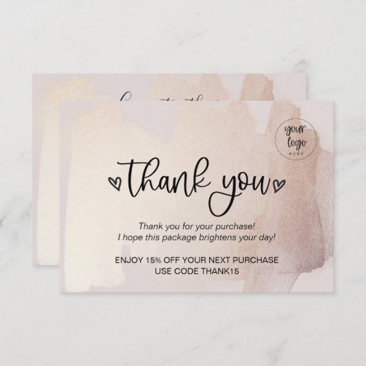 Merci D'Entreprise Pour Commandes Insérer Gold Blu (Devant / Derrière)