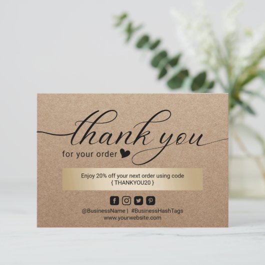 Merci d'entreprise Rustique Kraft Script minimalis (Debout devant)