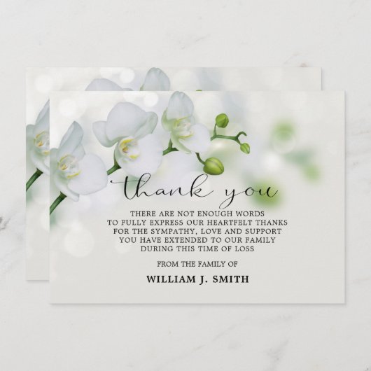 MERCI des orchidées blanches en sympathie (Devant / Derrière)