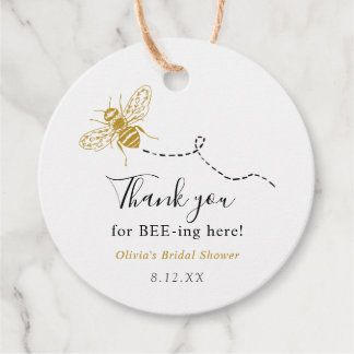 Merci d'être ici Étiquette de faveur d'abeille dor