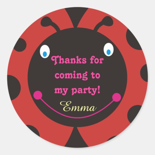 Merci d'être venu à ma fête ! Stickers Ladybug (Devant)