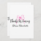 merci d'être venu nom du texte message rose bow f (Devant / Derrière)