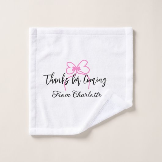 merci d'être venu nom du texte message ruban rose (Gant de toilette)