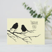 Merci Deux Oiseaux Silhouette Branche Arbre Nature (Debout devant)