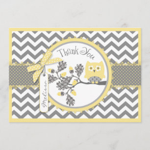 Merci d'impression de hibou jaune et de Chevron