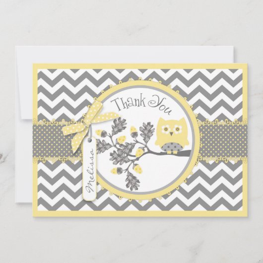 Merci d'impression de hibou jaune et de Chevron (Devant)