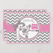 Merci d'impression de hibou rose et de Chevron (Devant / Derrière)