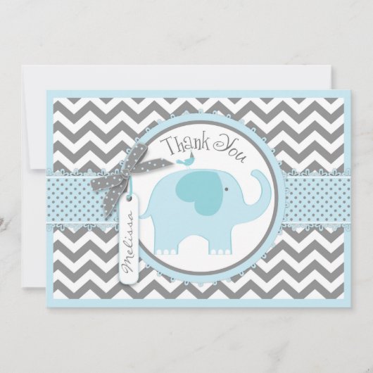 Merci d'impression d'éléphant bleu d'oiseau et de (Devant)