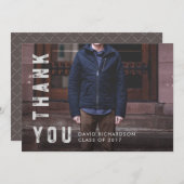 Merci diplômé en texte désorganisé avec photo (Devant / Derrière)