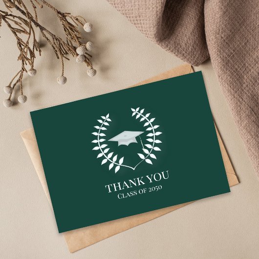 Merci diplômé Photo Classique Vert foncé Blanc