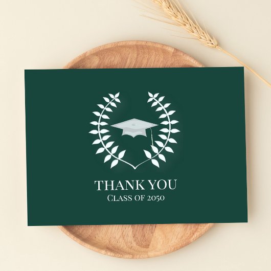 Merci diplômé Photo Classique Vert foncé Blanc