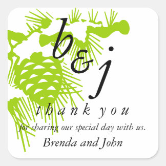 Merci Dire Mariage Favoriser Stickers Vert