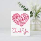 Merci Doodé Coeur rouge / carte postale rose (Debout devant)