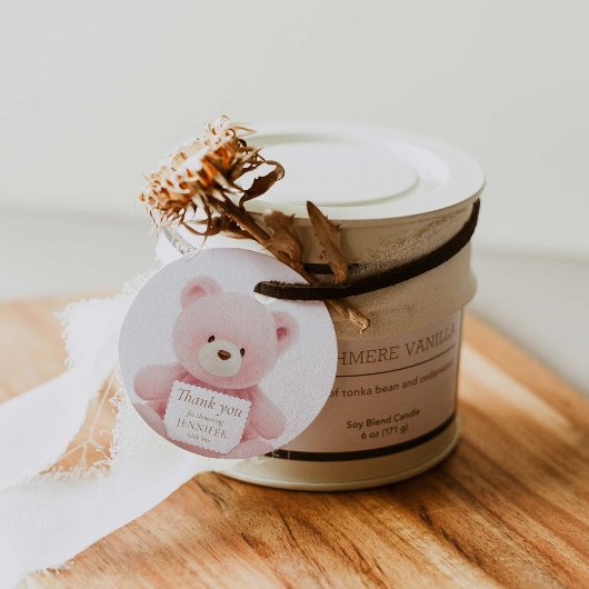 Merci d'ours rose Favoriser les étiquettes cadeaux