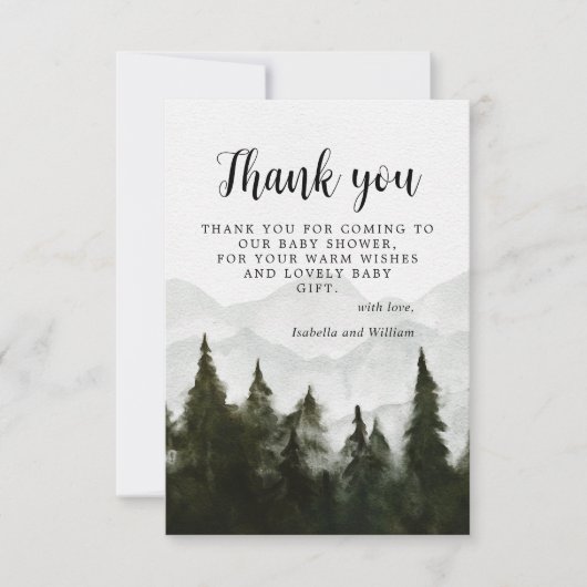 Merci du Baby shower forestier de Misty (Devant)