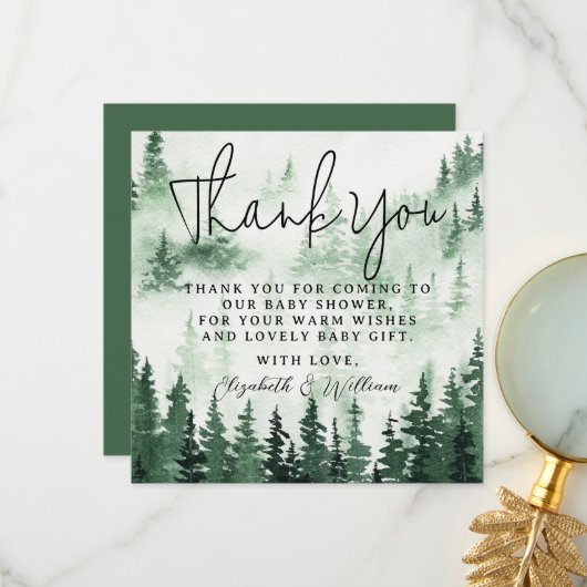 Merci du Baby shower forestier de Misty (Devant/Arrière en situation)