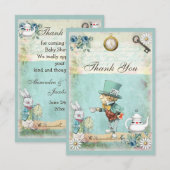 Merci du Baby shower Mad Hatter Wonderland (Devant / Derrière)