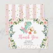 Merci du Baby shower Tea Party de Dinosaur (Devant / Derrière)