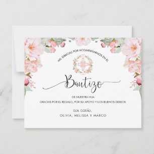 Merci du baptême espagnol, blush et menthe