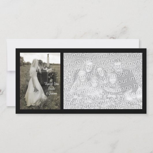 Merci du Mariage campagnard de la mariée et du tra (Devant)