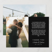 Merci du Mariage de message imprimé de script noir (Devant / Derrière)