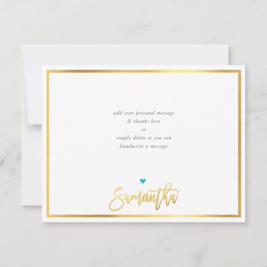 MERCI écriture bleu turquoise moderne SAMANTHA (Dos)