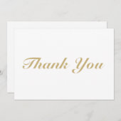 Merci, écriture or blanc élégant carte de note (Devant / Derrière)