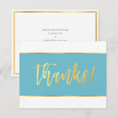 MERCI écriture or bleu turquoise moderne SAMANTHA (Devant / Derrière)