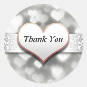 merci élégant blanc amour coeurs autocollant