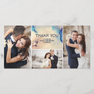 Merci élégant de mariage d'aquarelles vintages