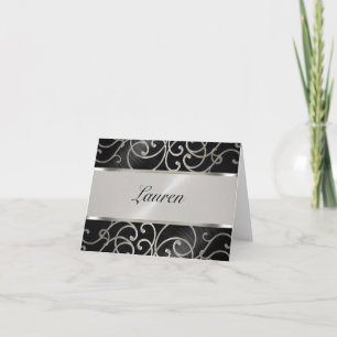 Merci élégant Filigree noir et argent