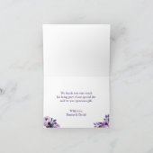 Merci élégant floral pourpre de mariage (Intérieur)