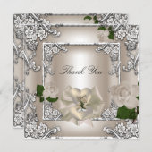 Merci Elégant Mariage Crème Rose Argent Blanc (Devant / Derrière)