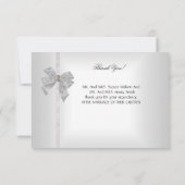 Merci Élégant Mariage Damassé Blanc Ruban Argent (Dos)