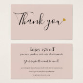 Merci Élégant Pour La Carte De Remise Shopping (Devant & derrière)