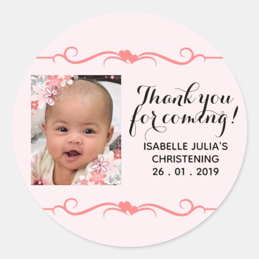 Merci Élégant POUR VENIR ! Sticker Christening (Devant)
