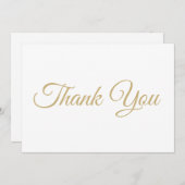 Merci élégant script or blanc carte de note (Devant / Derrière)