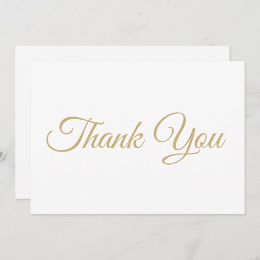 Merci élégant script or blanc carte de note (Devant / Derrière)
