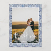 Merci en carreaux bleus | Carte postale photo Mari (Devant)