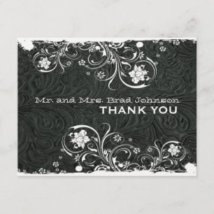 Merci en cuir rustique blanc noir de fantaisie