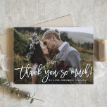 Merci en lettres de mariage de main pour toujours<br><div class="desc">Un carte de remerciements personnalisable de photo comportant le manuscrit main-en lettres blanc a recouvert "pour toujours reconnaissant". Ce carte de remerciements sera parfait pour épouser,  obtentions du diplôme,  et d'autres événements.</div>