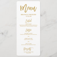 Merci en lettres de menu de mariage d'or de main