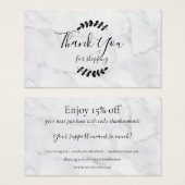 Merci En Marbre Pour Magasiner Carte De Réduction (Devant & derrière)