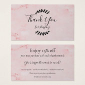 Merci En Marbre Rose Pour La Carte De Remise (Devant & derrière)