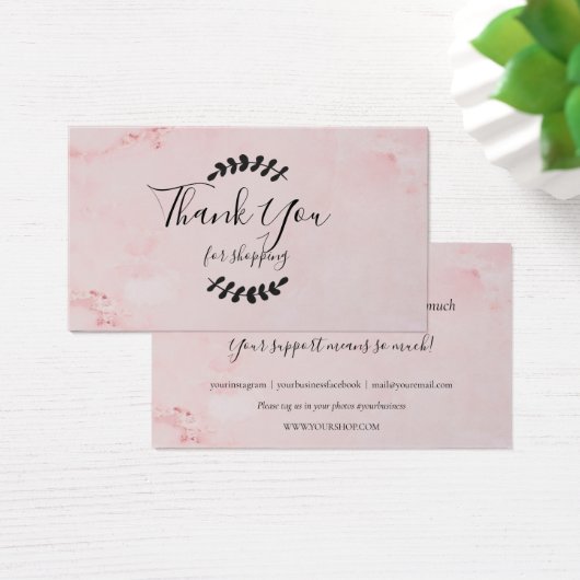 Merci En Marbre Rose Pour La Carte De Remise (Bureau)