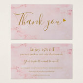 Merci En Marbre Rose Pour La Carte De Remise (Devant & derrière)